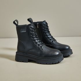 Student Lace-up Motorcycle Boots (Option: Black-37)