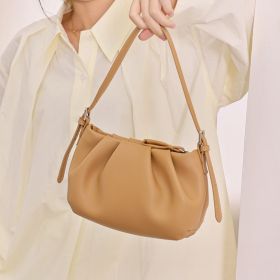 High-Grade One-shoulder Crossbody Underarm Leather Folds Cloud Bag (Option: Brown-20x13x7cm)