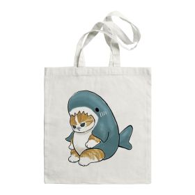 Shark Cat Printed Canvas Bag Shoulder (Option: STD1690M)