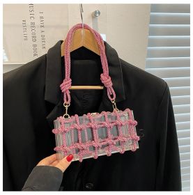 New Fashion Transparent Acrylic Square Block Special-interest Shoulder Bag (Option: Rose red)