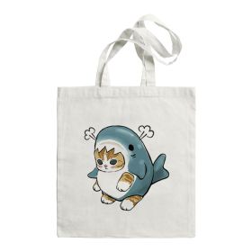 Shark Cat Printed Canvas Bag Shoulder (Option: STD1690G)