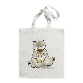 Shark Cat Printed Canvas Bag Shoulder (Option: STD1690Y)