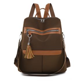 Fashionable Large Capacity Oxford Cloth Wear-resistant Women's Casual Backpack (Color: Brown)