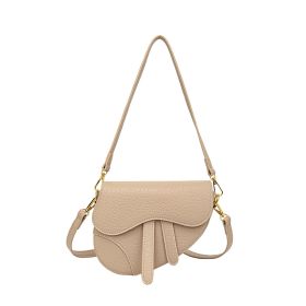 Women's Simple Shoulder Saddle Crossbody Bag (Color: Khaki)