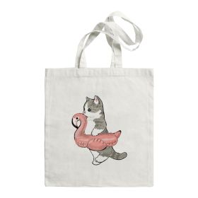 Shark Cat Printed Canvas Bag Shoulder (Option: STD1690X)