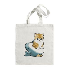 Shark Cat Printed Canvas Bag Shoulder (Option: STD1690E)