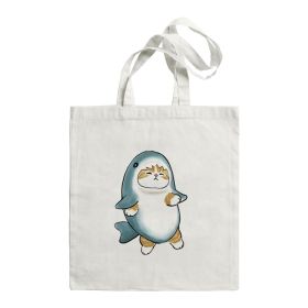 Shark Cat Printed Canvas Bag Shoulder (Option: STD1690J)