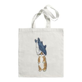 Shark Cat Printed Canvas Bag Shoulder (Option: STD1690Q)