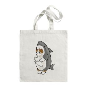 Shark Cat Printed Canvas Bag Shoulder (Option: STD1690T)