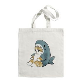 Shark Cat Printed Canvas Bag Shoulder (Option: STD1690U)