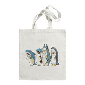 Shark Cat Printed Canvas Bag Shoulder (Option: STD1690W)