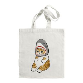 Shark Cat Printed Canvas Bag Shoulder (Option: STD1690B)