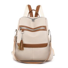 Fashionable Large Capacity Oxford Cloth Wear-resistant Women's Casual Backpack (Color: White)