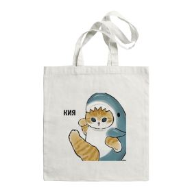 Shark Cat Printed Canvas Bag Shoulder (Option: STD1690O)